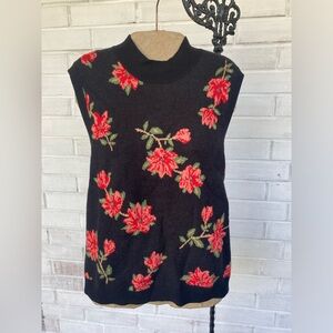 NWT DRAPER JAMES MOCK NECK SLEEVELESS FLORAL SWEATER 1X